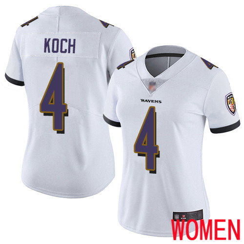 Baltimore Ravens Limited White Women Sam Koch Road Jersey NFL Football #4 Vapor Untouchable